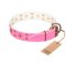‘Chi-Chi Pink Rose’ FDT Artisan Leather Dog Collar with Decorations