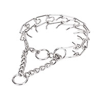 "Metal Thorns" Chrome Plated Pinch Prong Collar - 1/9 inch (3 mm) link diameter