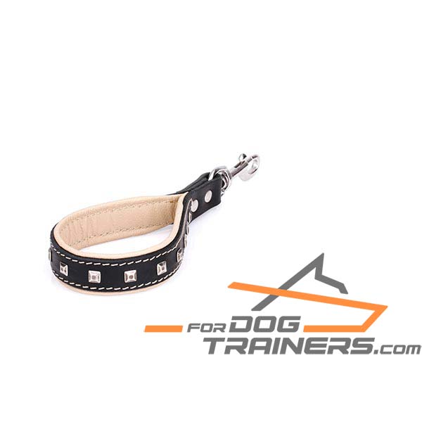 Leather dog lead with studs