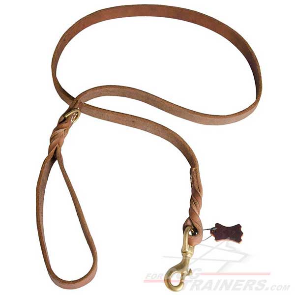 Leather Leash with Decorative Braids