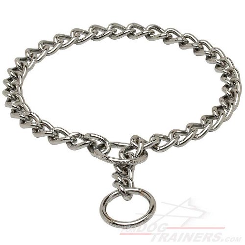 Strong Chrome Plated Dog Choke Collar 1/9 inch (3 mm)