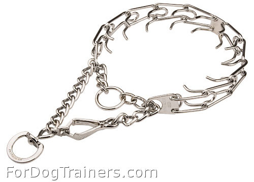 HS Dog Pinch Prong Collar with Swivel and Quick Release Snap Hook - (1/8 inch) (3.25mm)